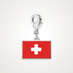 Charm Bandera de Suiza plateado con broche de langosta