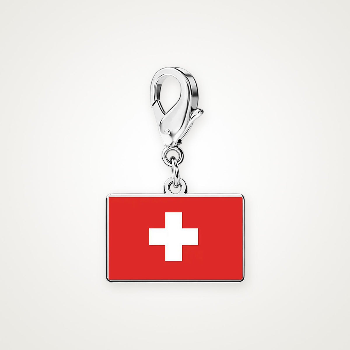 Charm Bandera de Suiza plateado con broche de langosta
