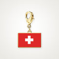 Charm Bandera de Suiza dorado con broche de langosta