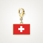 Charm Bandera de Suiza dorado con broche de langosta