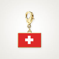 Charm Bandera de Suiza dorado