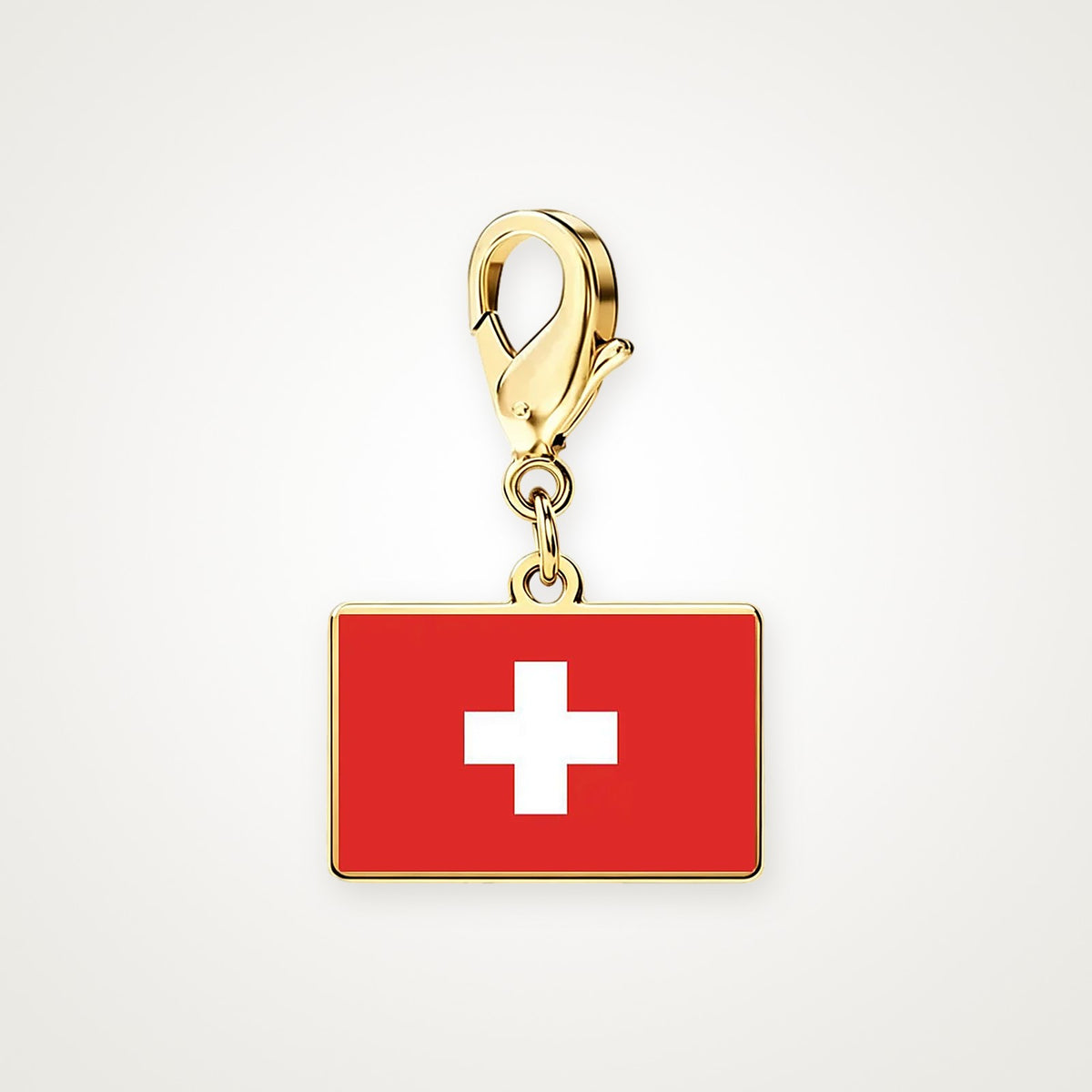 Charm Bandera de Suiza dorado con broche de langosta