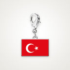 Charm Bandera de Turquía plateado con broche de langosta