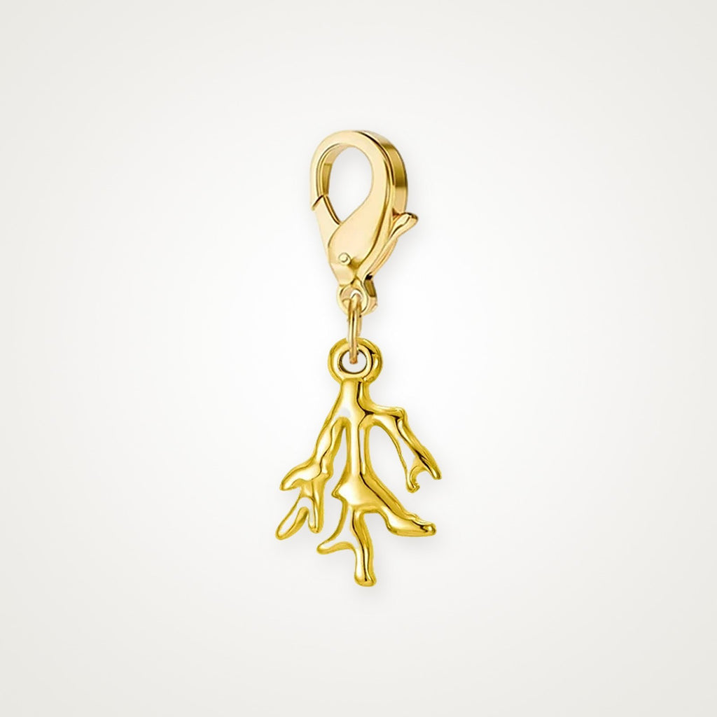 Charm Coral dorado con broche de langosta