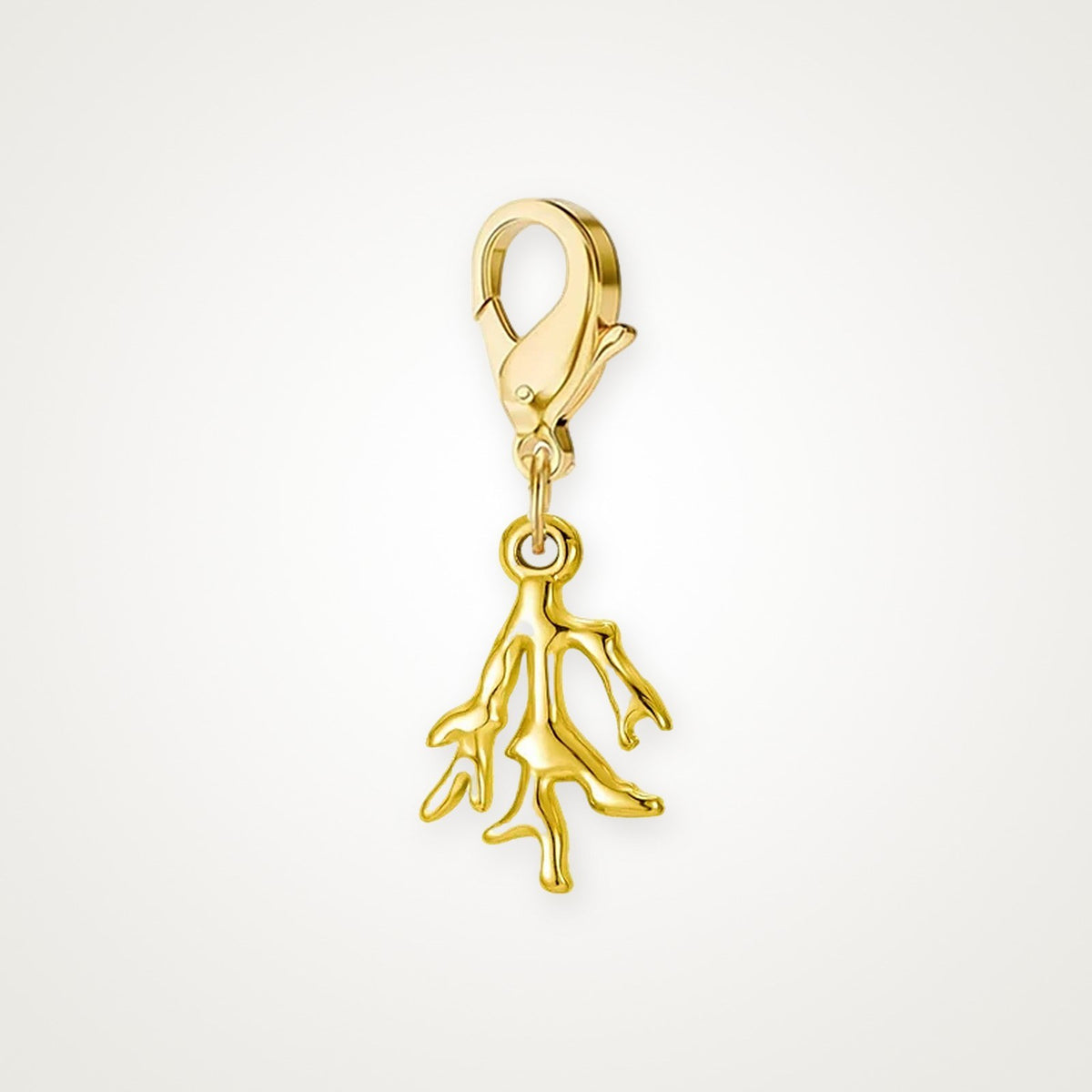 Charm Coral dorado con broche de langosta