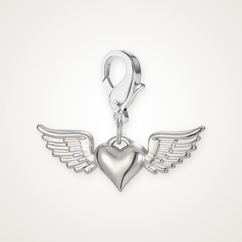 Charm Corazón con Alas plateado