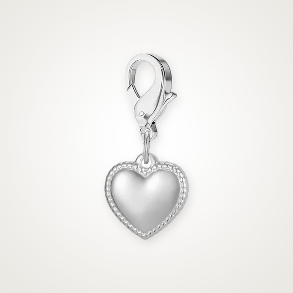 Charm Corazón plateado con broche de langosta
