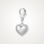 Charm Corazón plateado con broche de langosta