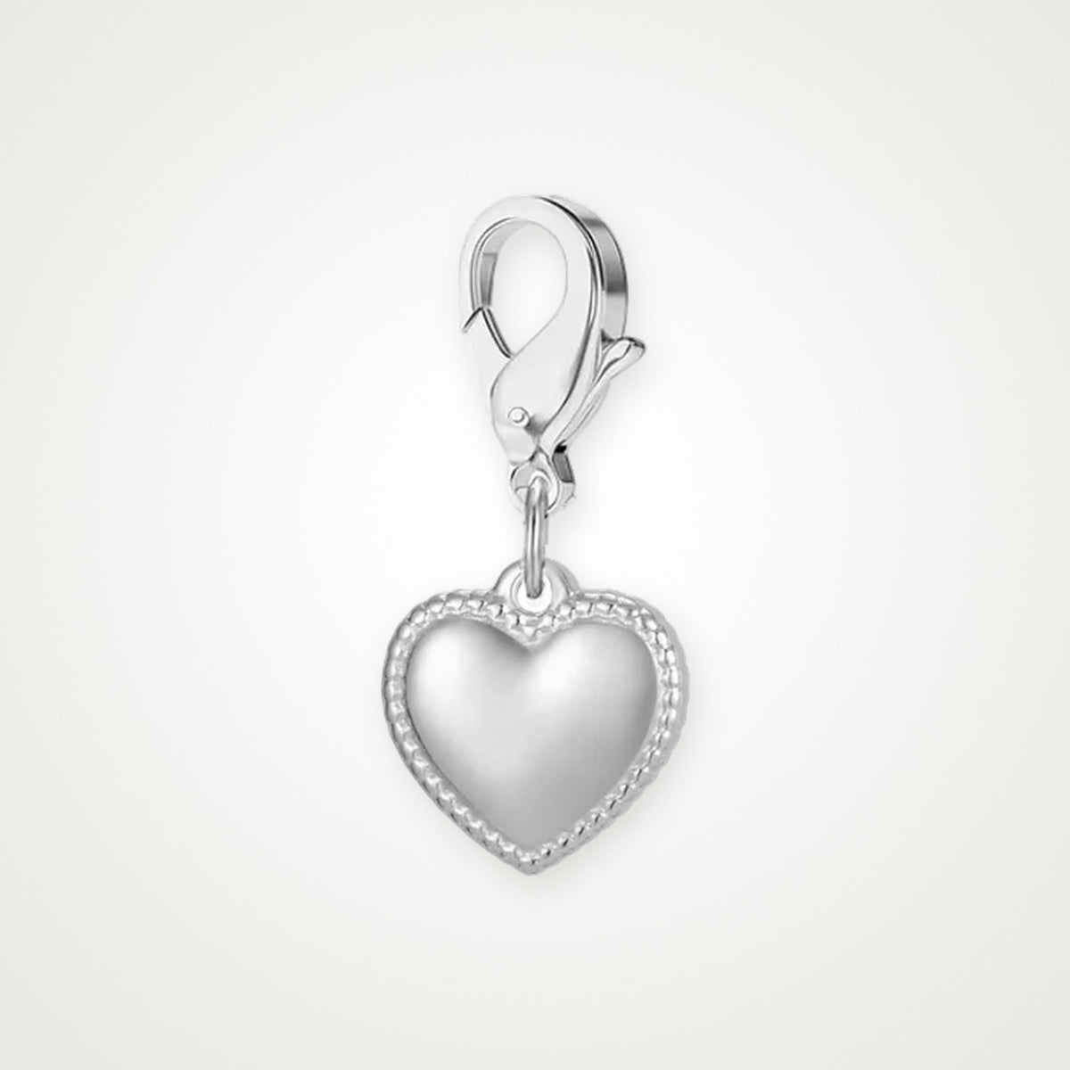 Charm Corazón plateado con broche de langosta