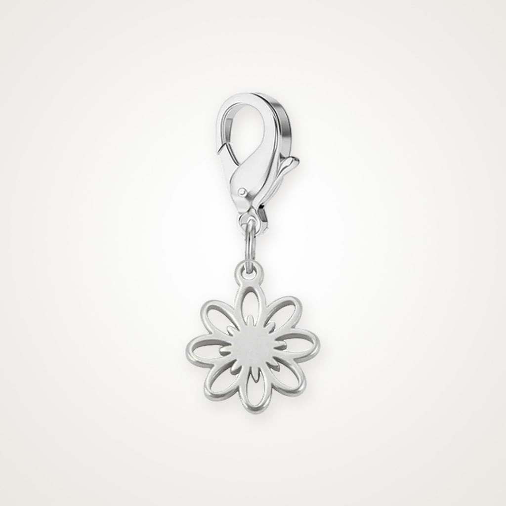 Charm Flor Calada plateado con broche de langosta