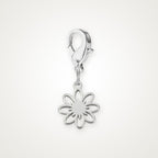 Charm Flor Calada plateado con broche de langosta