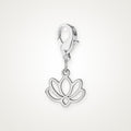 Charm Flor de Loto plateado con broche de langosta