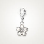 Charm Flor plateado con broche de langosta
