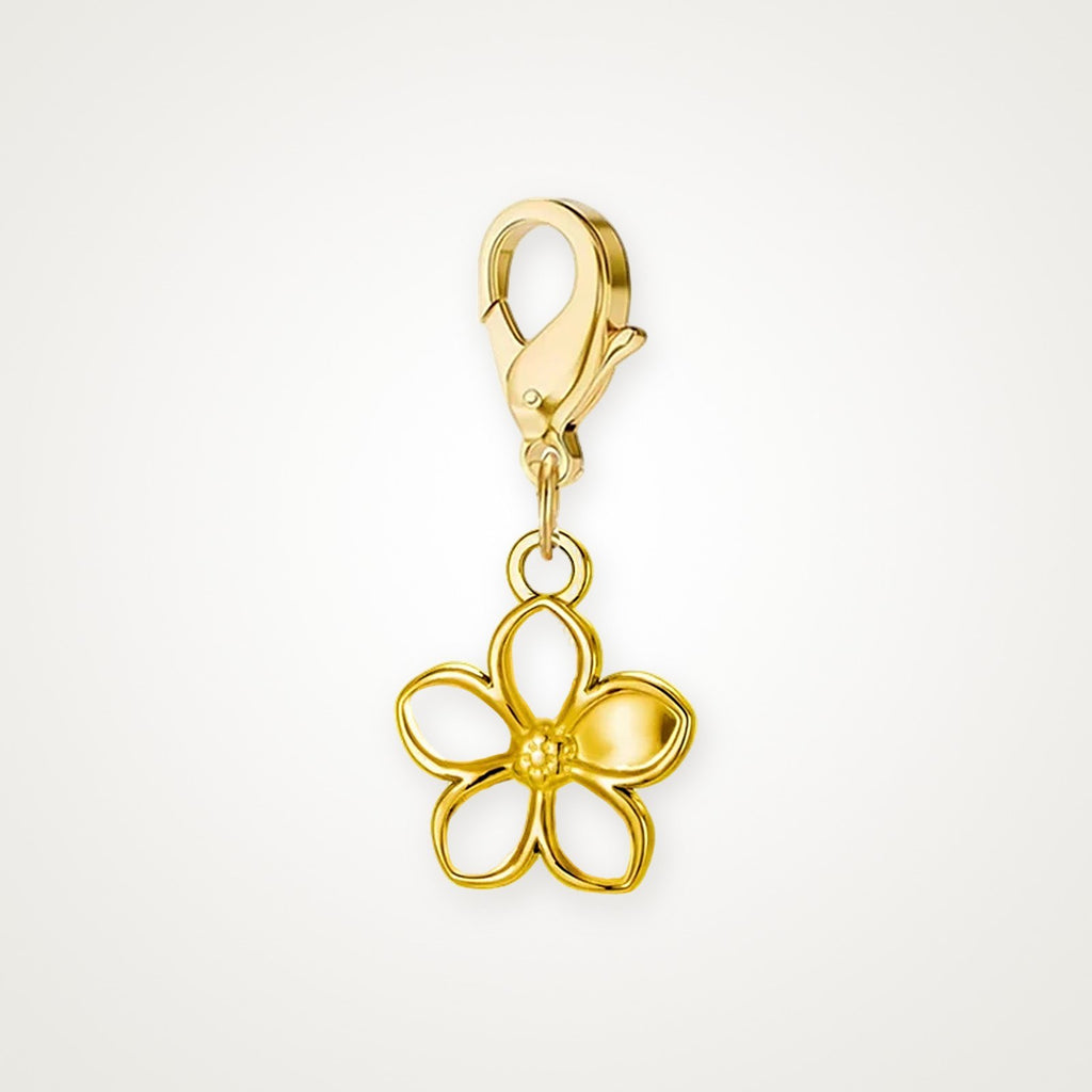 Charm Flor dorado con broche de langosta