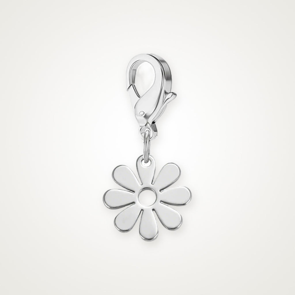 Charm Florecita plateado con broche de langosta