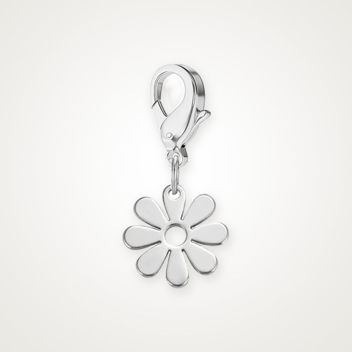 Charm Florecita plateado con broche de langosta