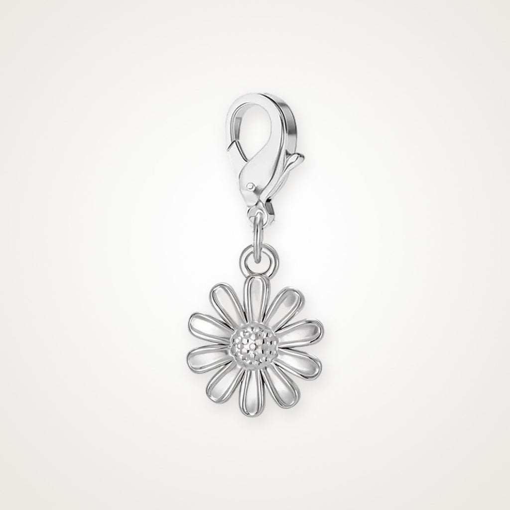 Charm Margarita plateado con broche de langosta