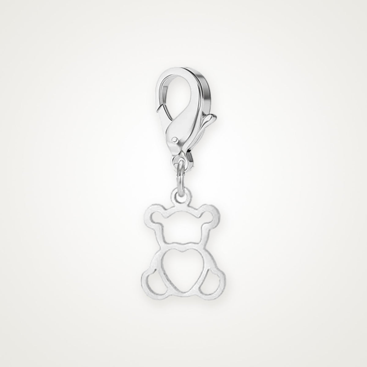 Charm Osito plateado con broche de langosta
