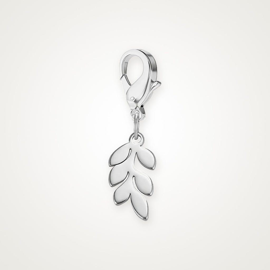 Charm Rama de Olivo plateado con broche de langosta