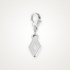 Charm Rombo plateado con broche de langosta