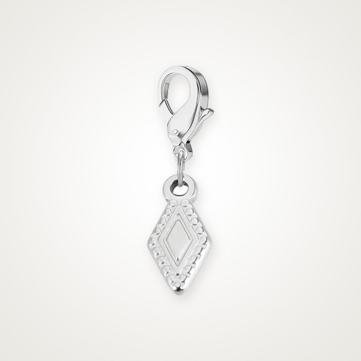 Charm Rombo plateado con broche de langosta