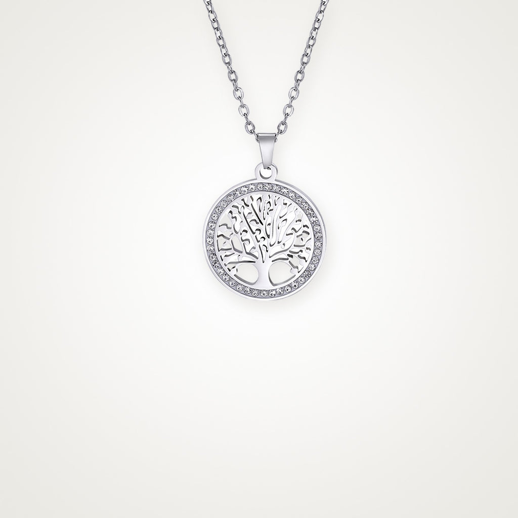 Collar Árbol de la vida con brillos plateado