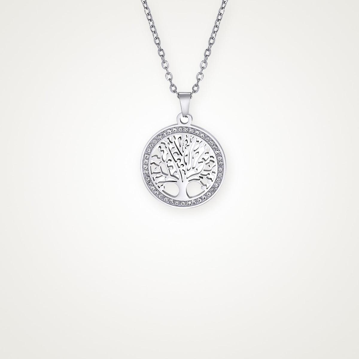 Collar Árbol de la vida con brillos plateado
