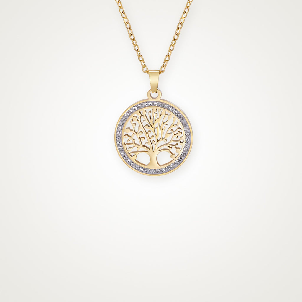 Collar Árbol de la vida con brillos dorado