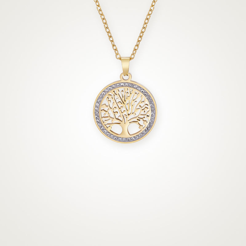 Collar Árbol de la vida con brillos dorado