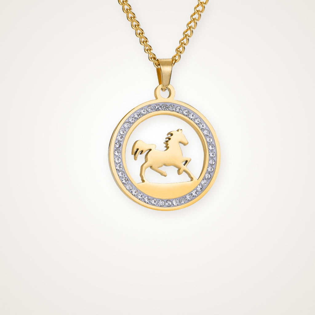 Collar Caballo con brillos dorado