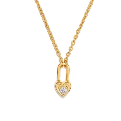 Collar Candado Corazón Sencillo con Zirconias