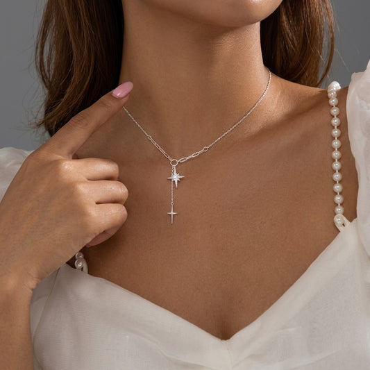 Collar Choker Estrella y Cruz con Zirconias