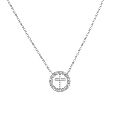 Collar Círculo Calado con Cruz y Zirconias