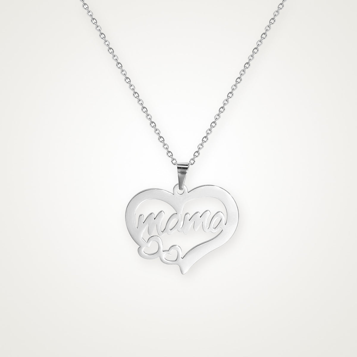 Collar Corazón de mamá plateado