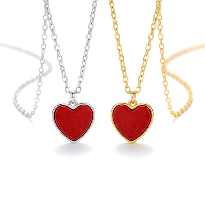 Collar Corazón de Piedra Roja