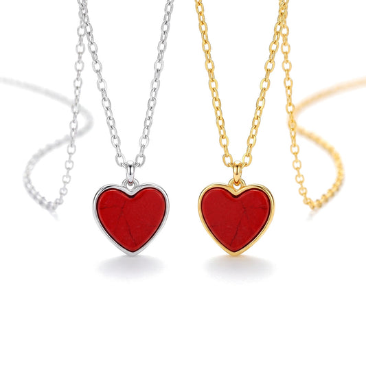 Collar Corazón de Piedra Roja