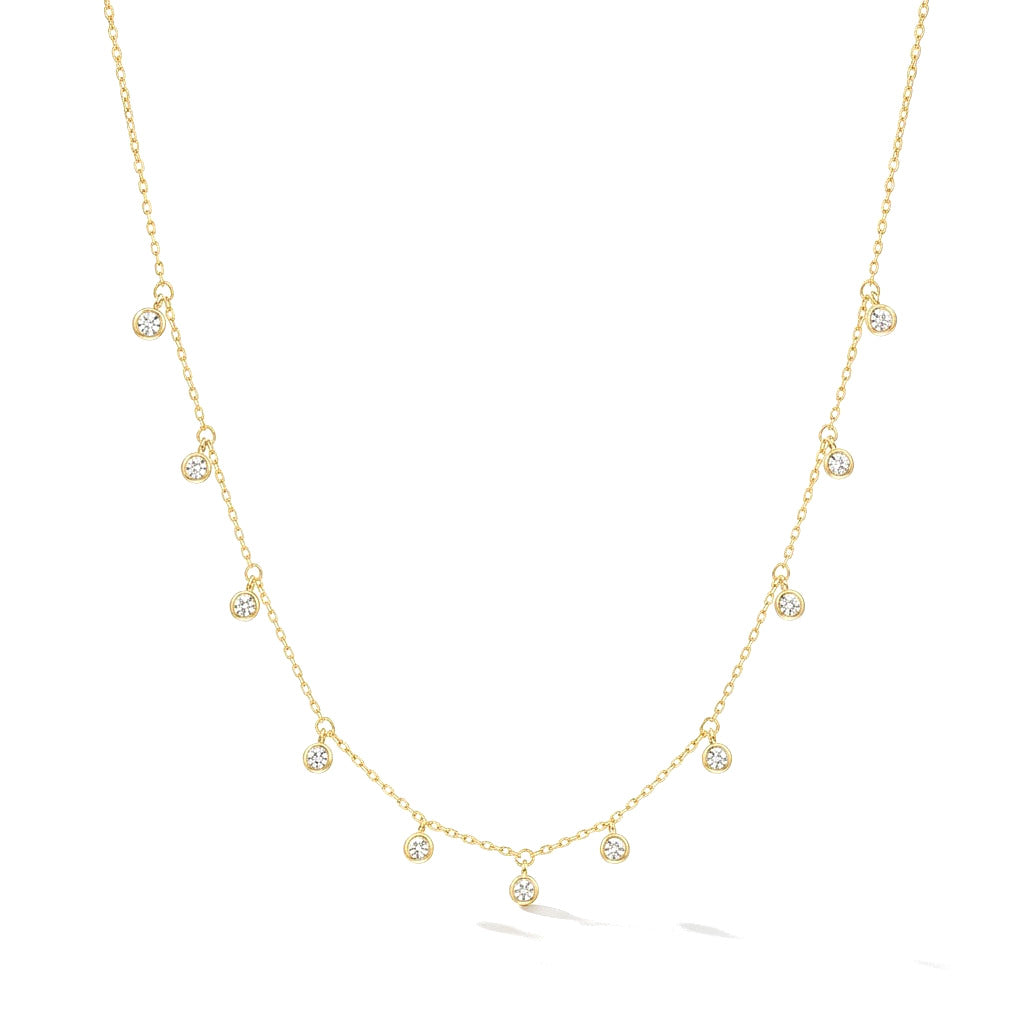 Collar Corto con Flecos y Zirconias