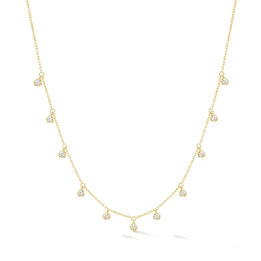 Collar Corto con Flecos y Zirconias