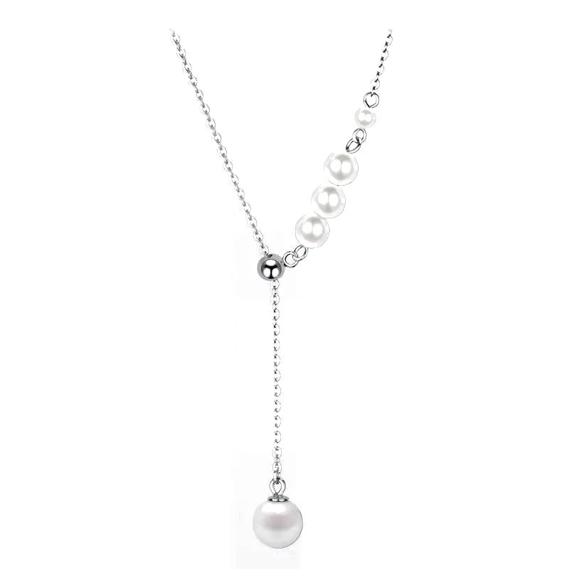 Collar Corto con Perla en Plateado