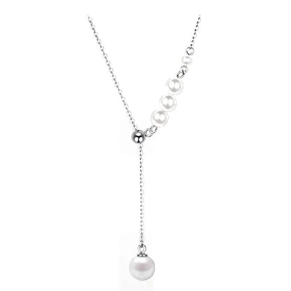 Collar Corto con Perla en Plateado