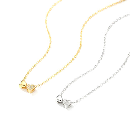 Collar Doble Corazón con Zirconias