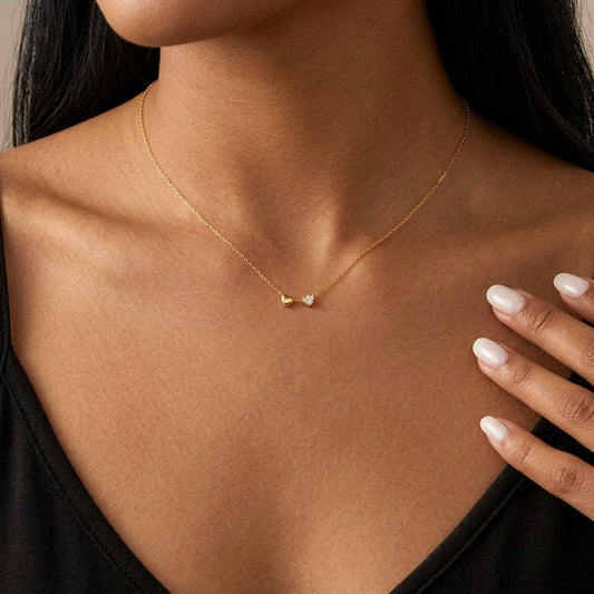 Collar Doble Corazón con Zirconias