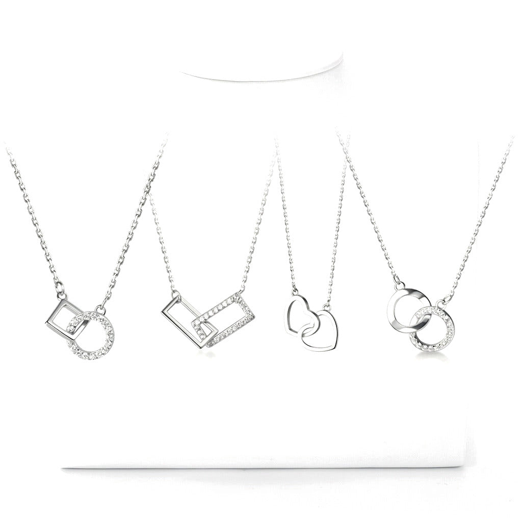 Collar Doble Corazón y Cruz con Zirconias