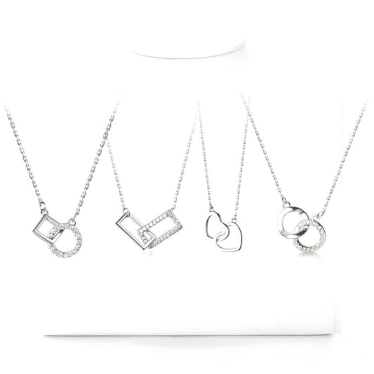 Collar Doble Corazón y Cruz con Zirconias