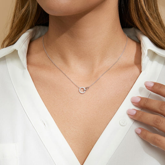 Collar Doble Corazón y Cruz con Zirconias