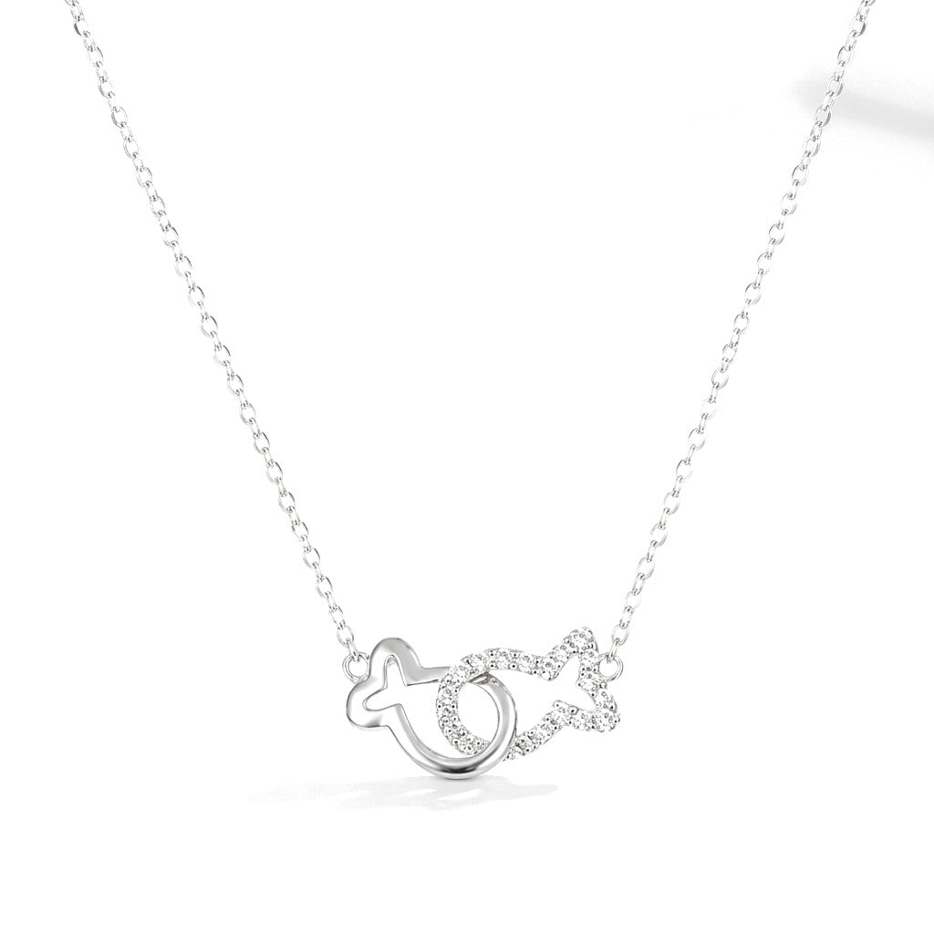 Collar Doble Pez Calado con Zirconias
