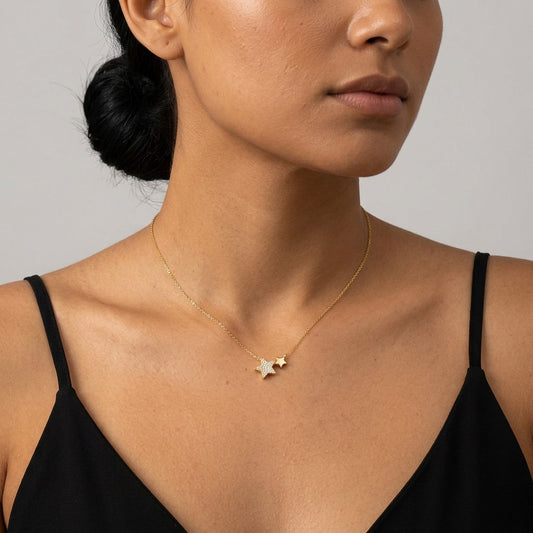 Collar Estrella y Corazón con Zirconias