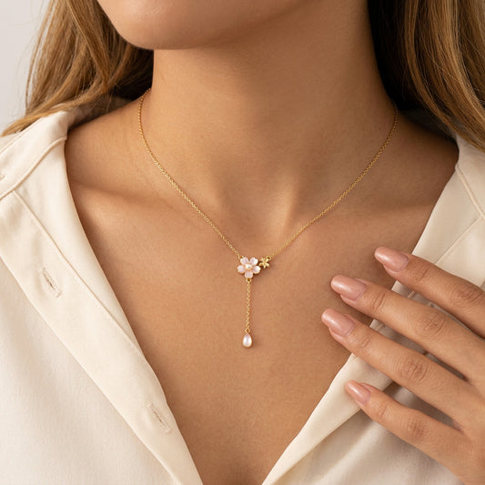 Collar Flor con Perla