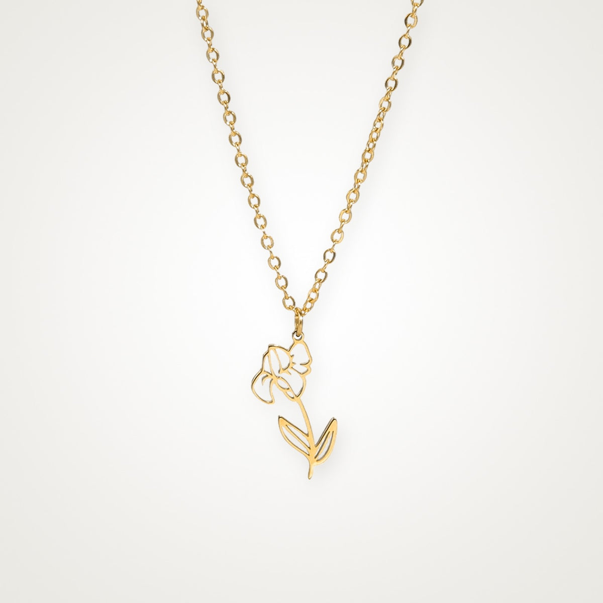 Collar Flor de tu mes dorado Febrero (iris)
