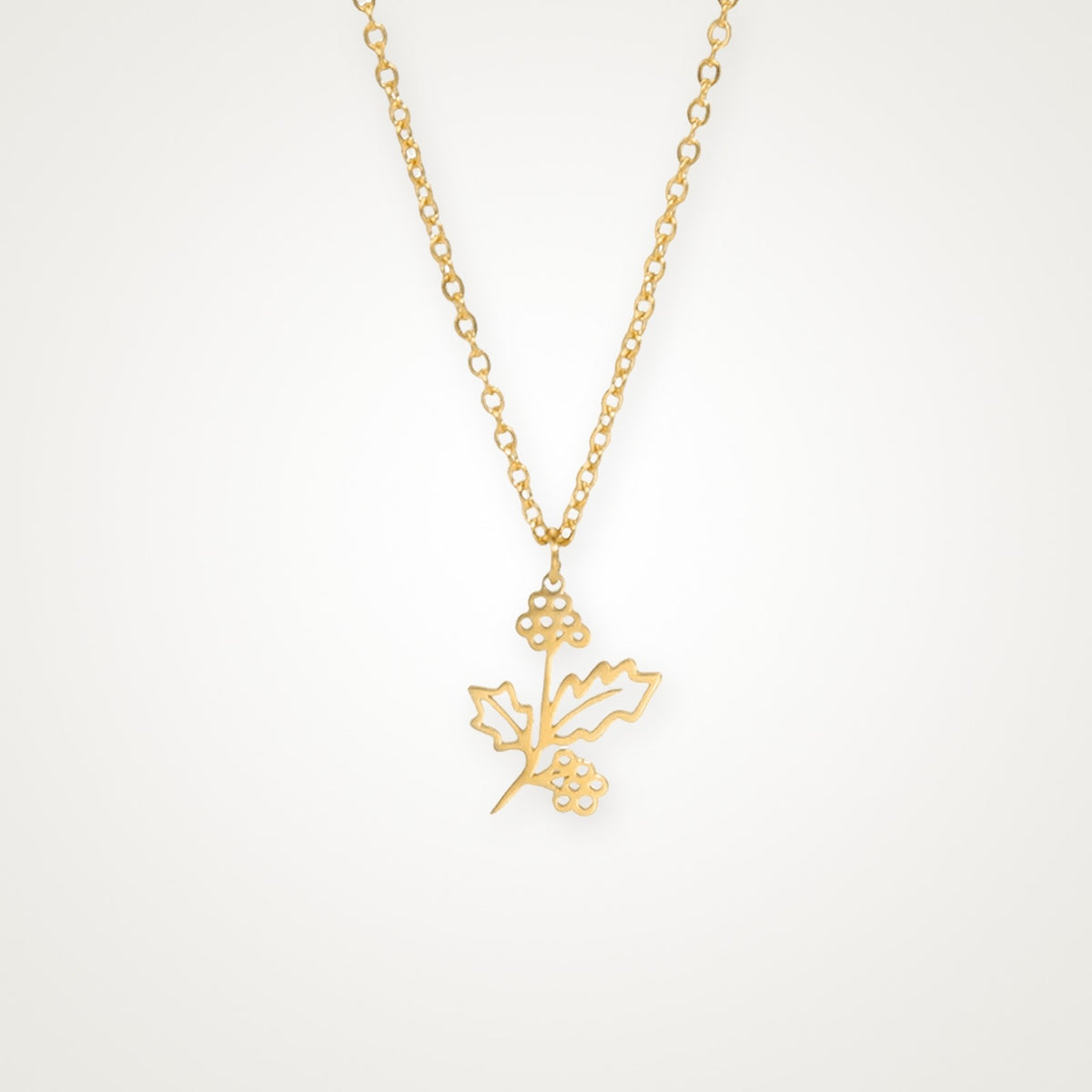 Collar Flor de tu mes dorado Diciembre (acebo)